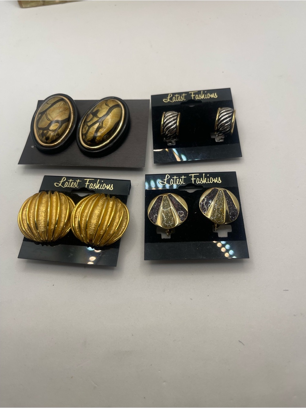 4 pair Gold-Tone Clip Earrings Set